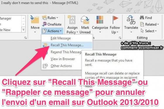 comment arreter un envoi sur outlook