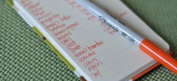 liste de courses avec crayon