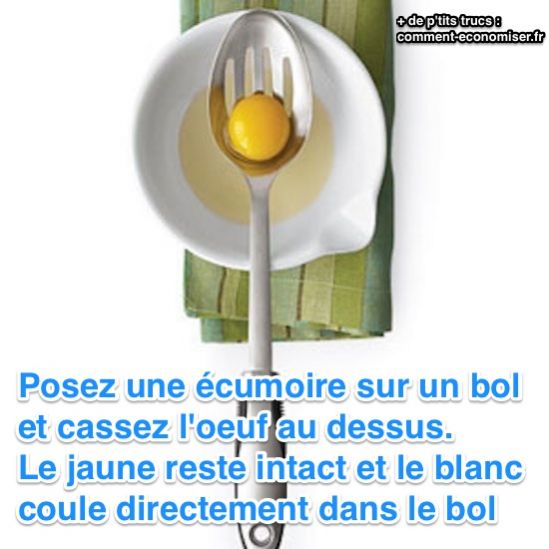 Enfin une Technique Simple et Rapide pour Séparer le Blanc du Jaune des Oeufs.