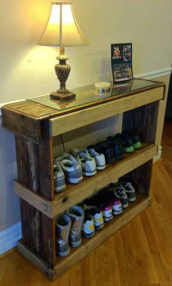 rangement chaussures en palette